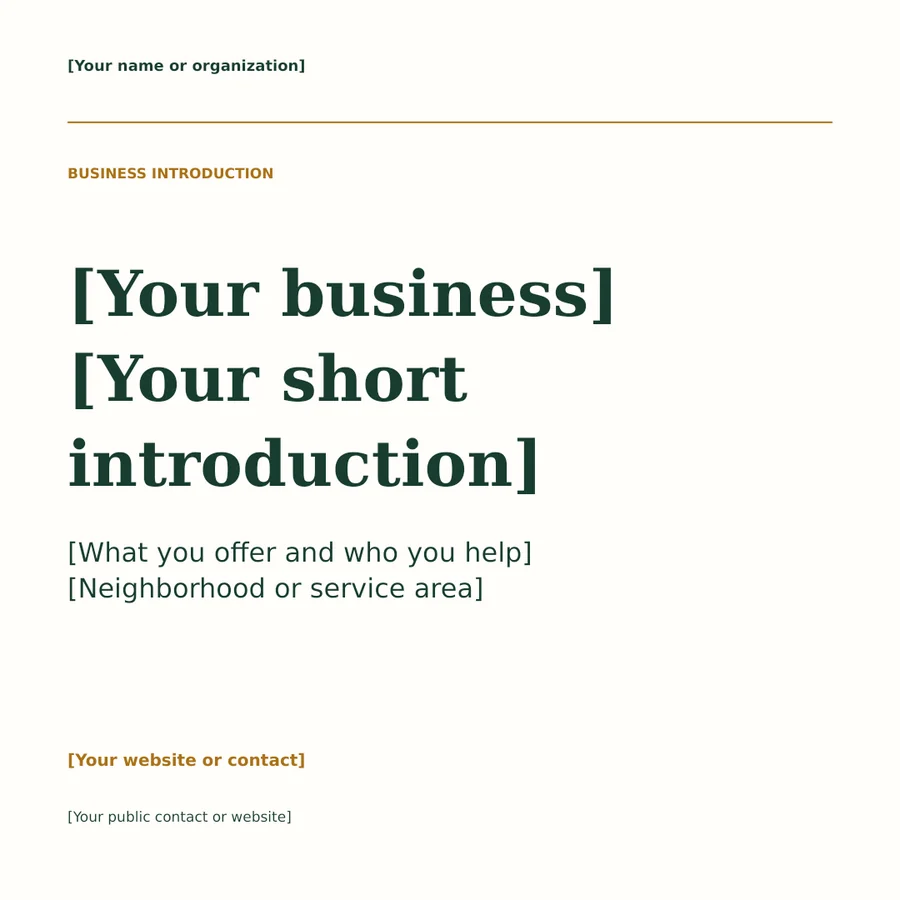 Example editable layout from Main Street Social Template Kit