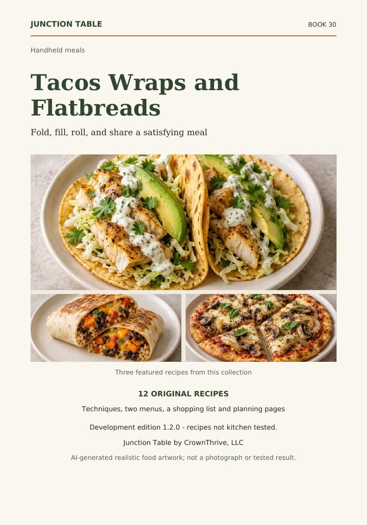 Illustrated cover of Tacos Wraps and Flatbreads